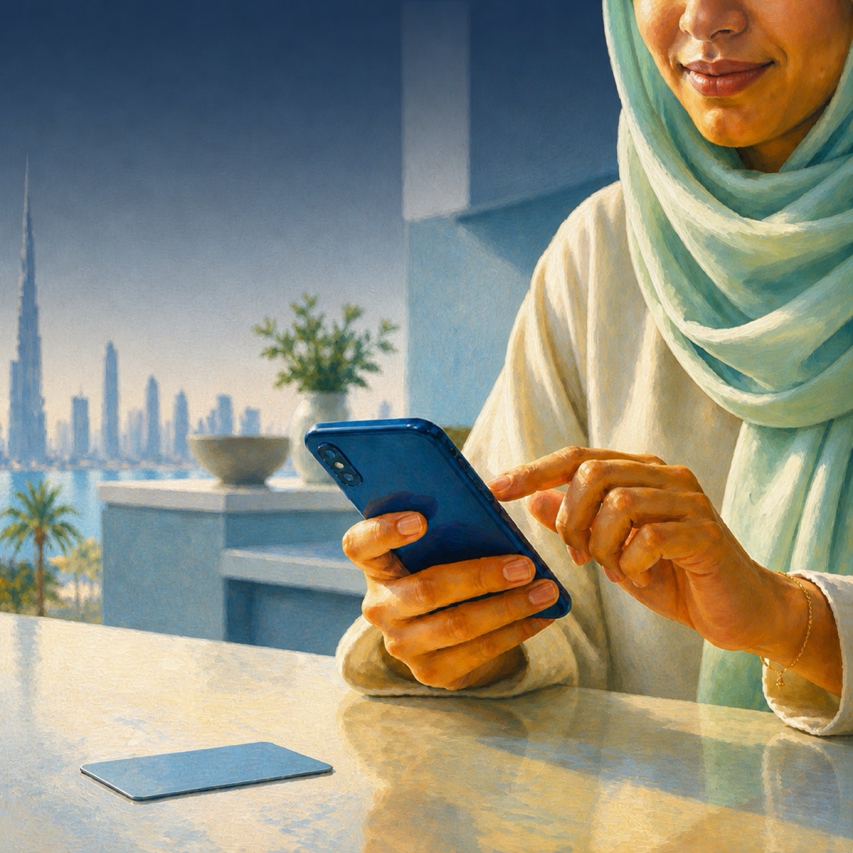 Hands completing sign-up on a phone